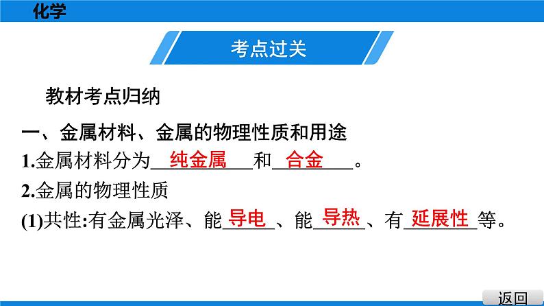 备战2021广东中考化学课堂教本第一部分 考点七 金属材料　金属资源的利用和保护 课件02