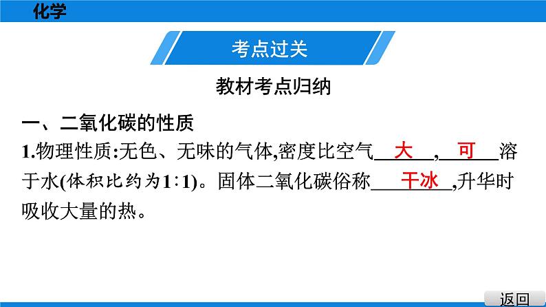 备战2021广东中考化学课堂教本第一部分 考点三 二氧化碳 课件02