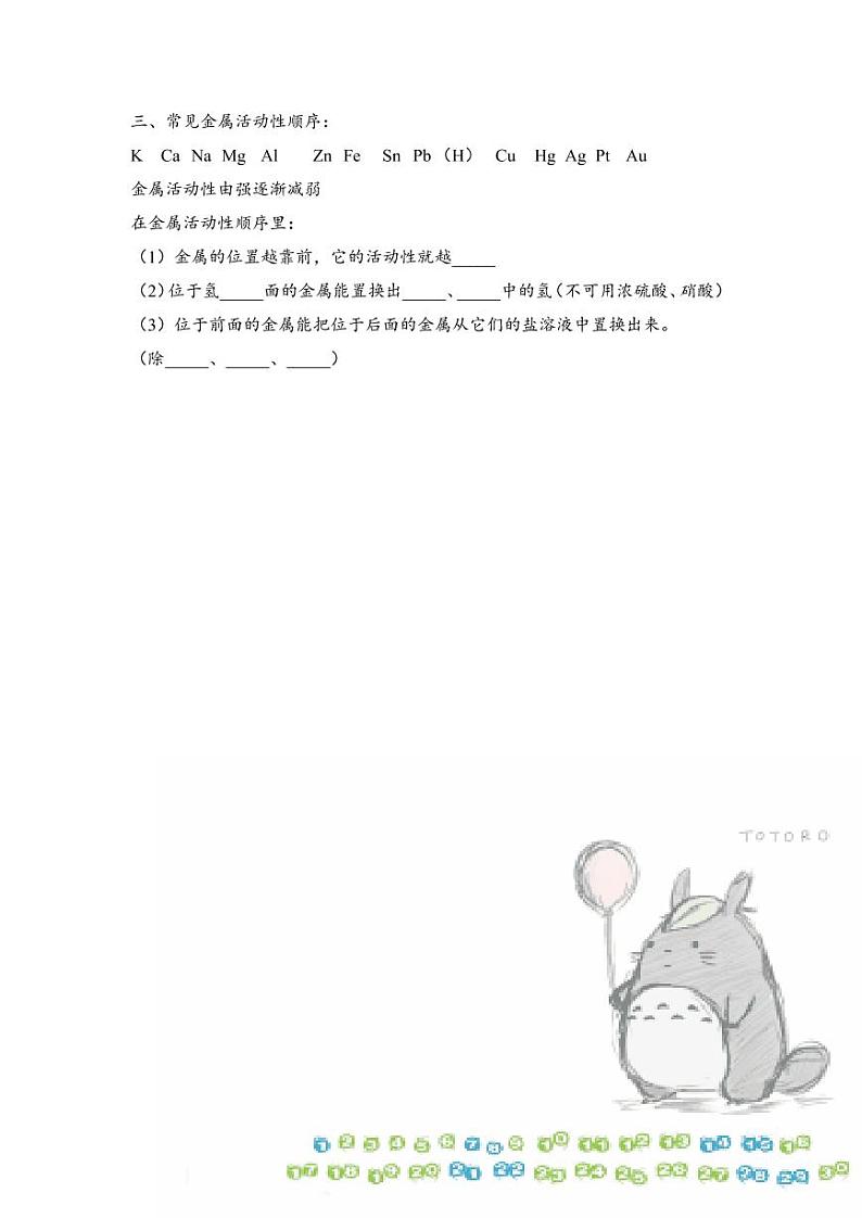 人教版2021中考化学金属及其性质复习提纲（pdf版）学案03
