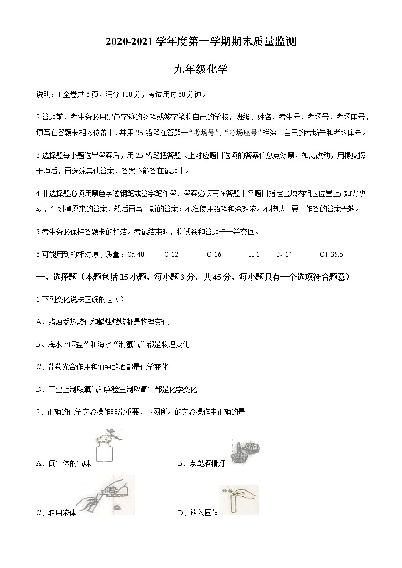 广东省揭阳市2020-2021学年九年级上学期期末化学试题01