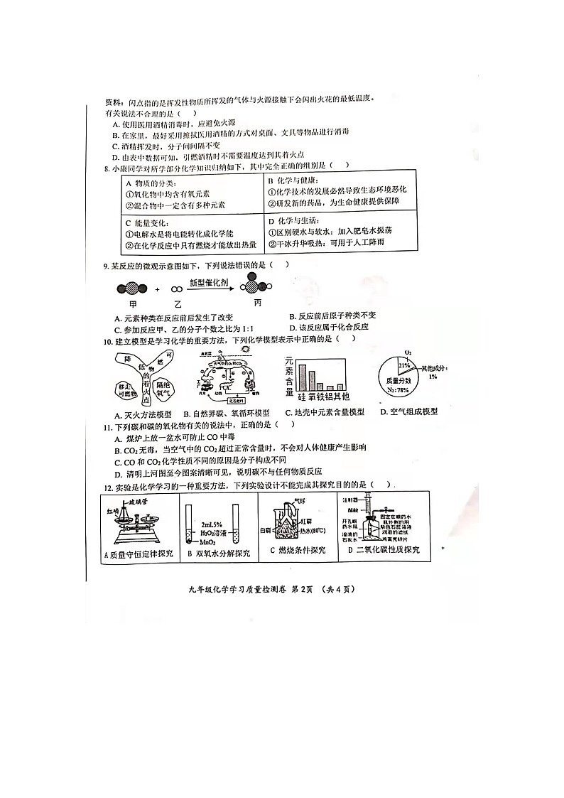 安徽省合肥市瑶海区2020-2021学年九年级第一学期期末考试化学试题02