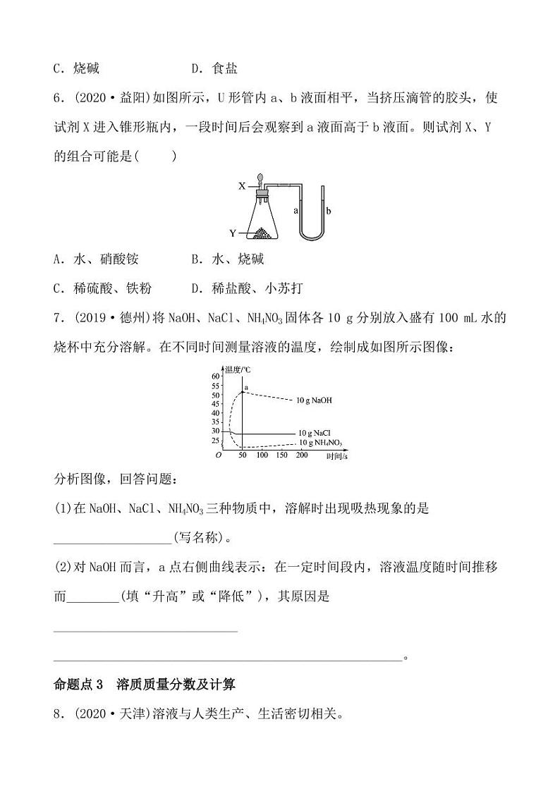 2021年春人教版九年级化学中考第一轮知识点过关训练     溶液与溶质质量分数02