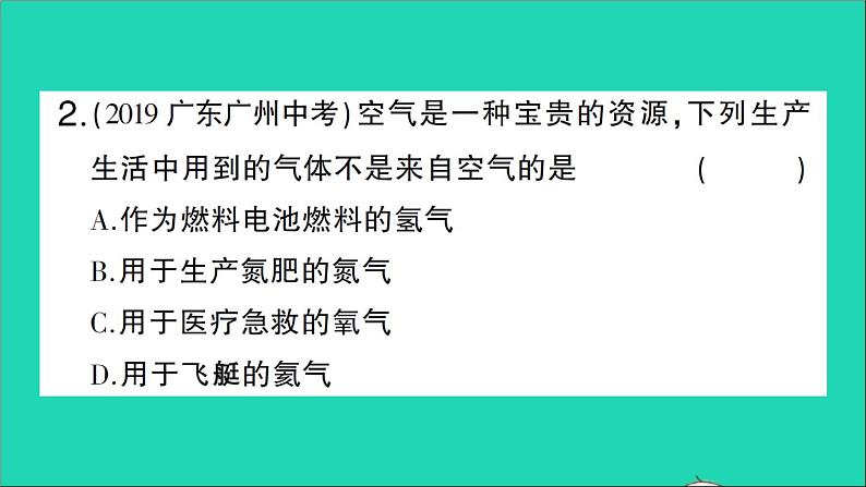 九年级化学上册第二单元我们周围的空气课题1空气第2课时空气是一种宝贵的资源保护空气作业课件新版新人教版2020120211203