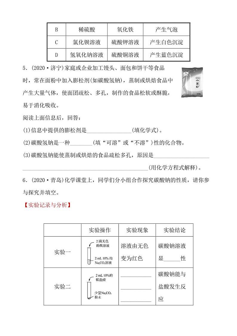 2021年春人教版九年级化学中考第一轮知识点过关训练   盐　化肥02