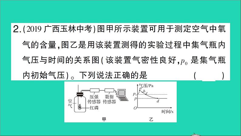 九年级化学上册第二单元我们周围的空气专题训练一空气中氧气含量的测定作业课件新版新人教版2020120211604