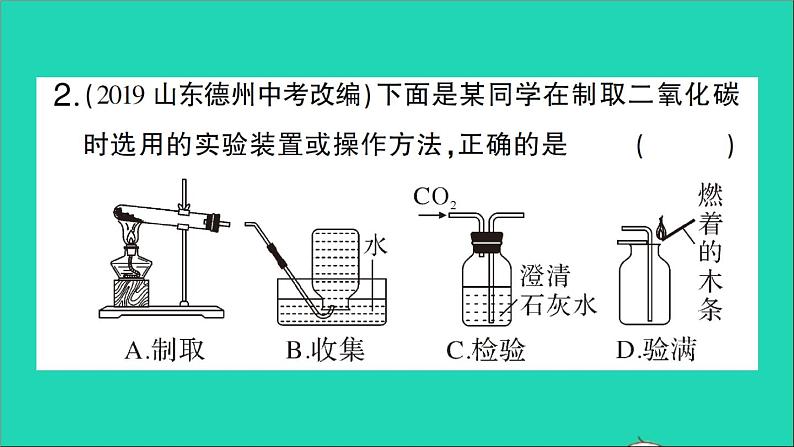 九年级化学上册第六单元碳和碳的氧化物专题训练五常见气体的实验室制取作业课件新版新人教版2020120213304