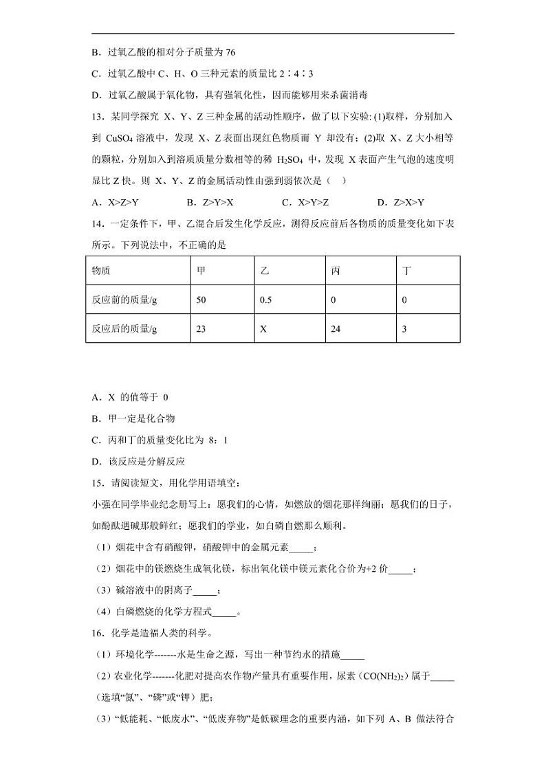 海南省2020年中考化学真题含解析03