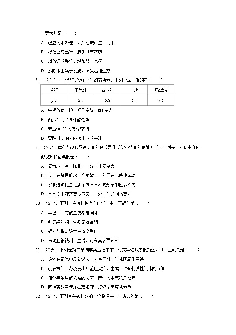 山东省临沂市2020年中考化学试卷含答案解析02