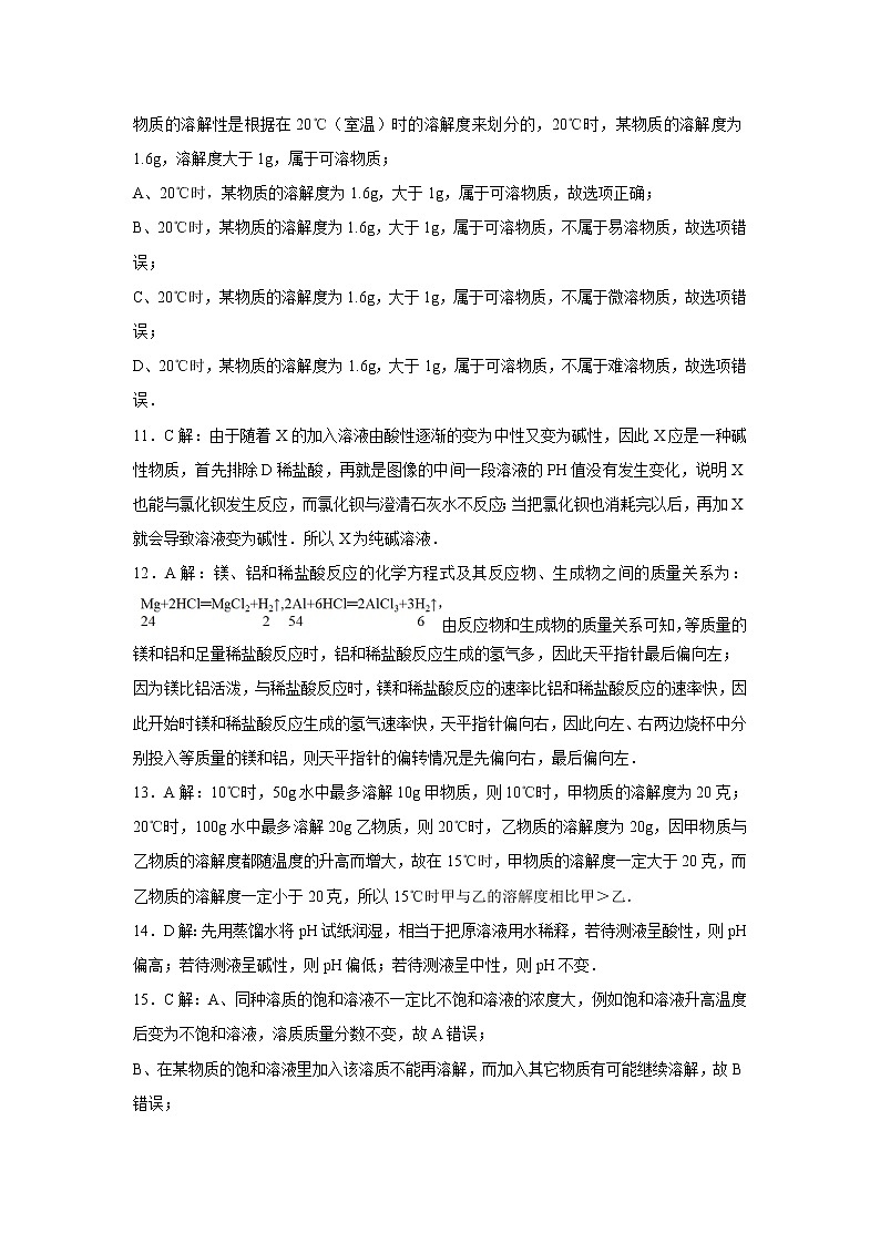 初中化学九年级下人教版期中卷二  答案03