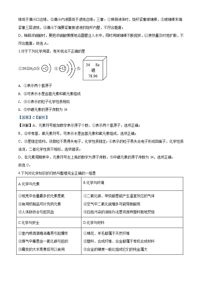2020年湖北省随州市中考化学试题（教师版含解析）02