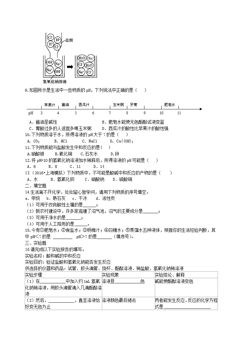 中考化学总复习：中和反应 溶液的pH（基础）练习 (含解析)02