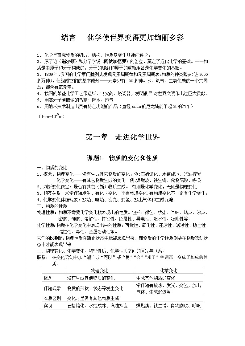 人教版初三化学中考总复习分章(精品) 学案02