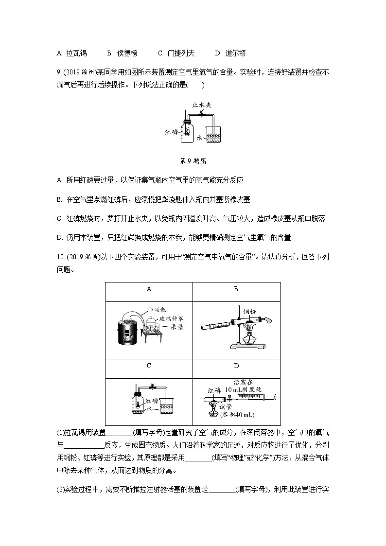 中考化学专题训练  专题一　空气，氧气练习题（含解析）02