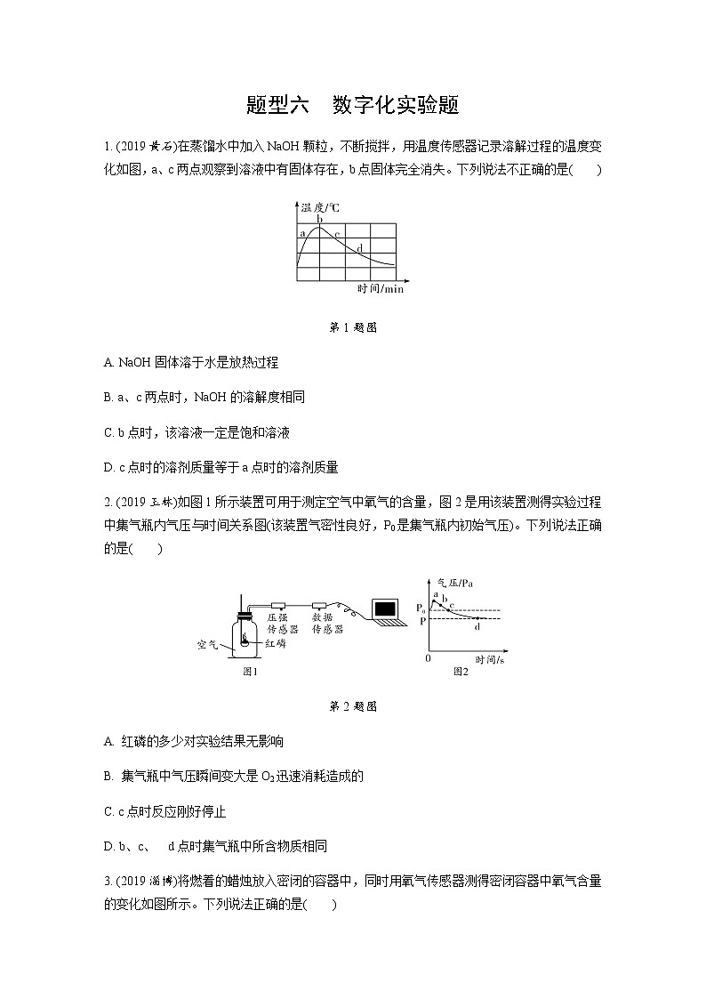 初中化学专题复习  题型六　数字化实验题练习（含解析）01