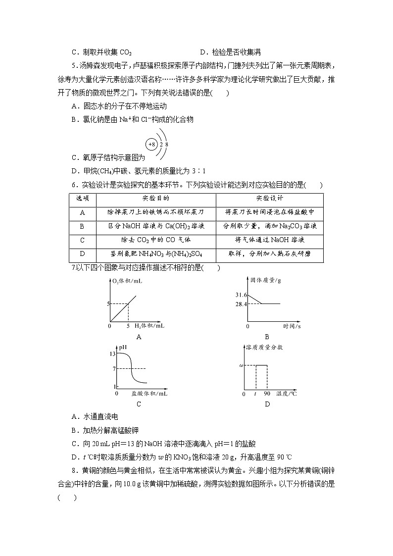 德阳市2020年初中学业水平考试与高中阶段学校招生考试理科综合化学部分（含解析）02