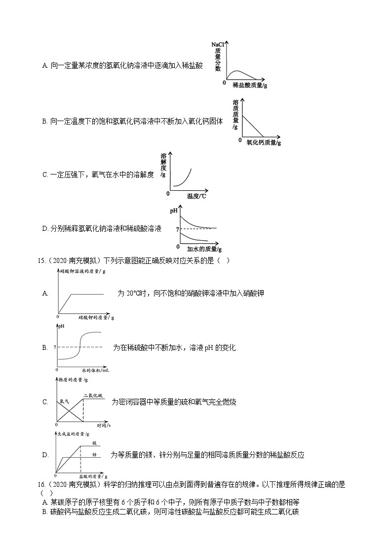 2020年全国各地化学中考模拟试题精选50题——酸碱盐（解析版）03