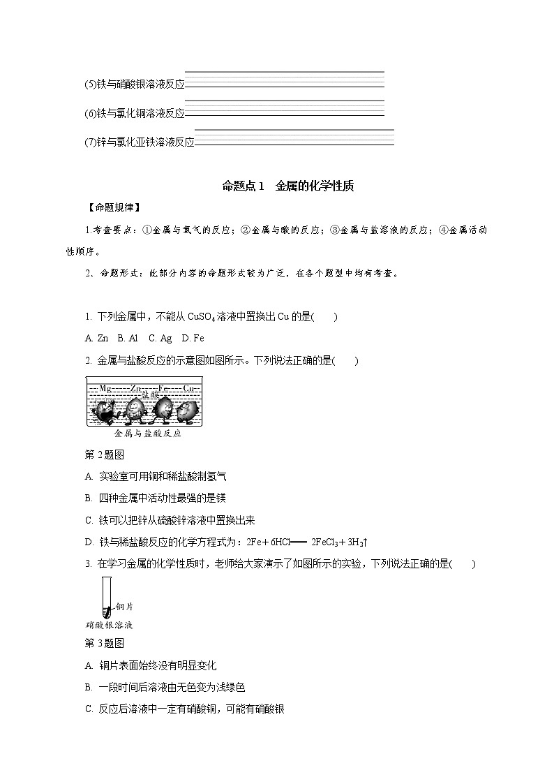 专题06　金属的化学性质-2021年中考化学命题点分析与精练02