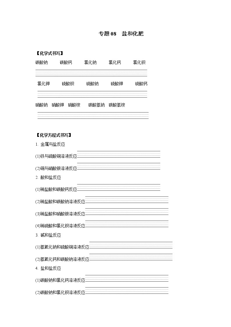 专题08　盐和化肥-2021年中考化学命题点分析与精练01