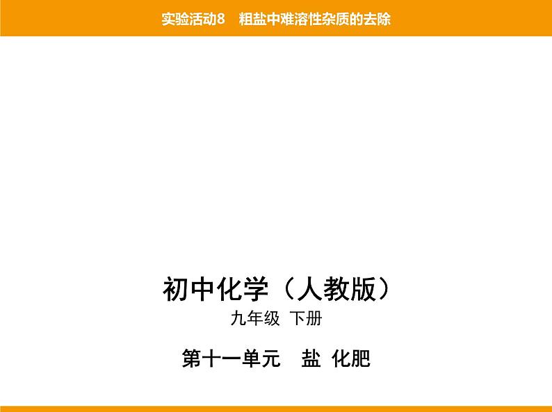 人教版初中化学九年级（下册）第十一单元 实验活动8 粗盐中难溶性杂质的去除课件01