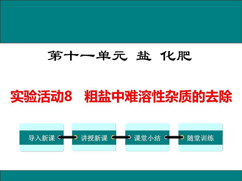 人教版初中化学九年级（下册）第十一单元 实验活动8  粗盐中难溶性杂质的去除课件01