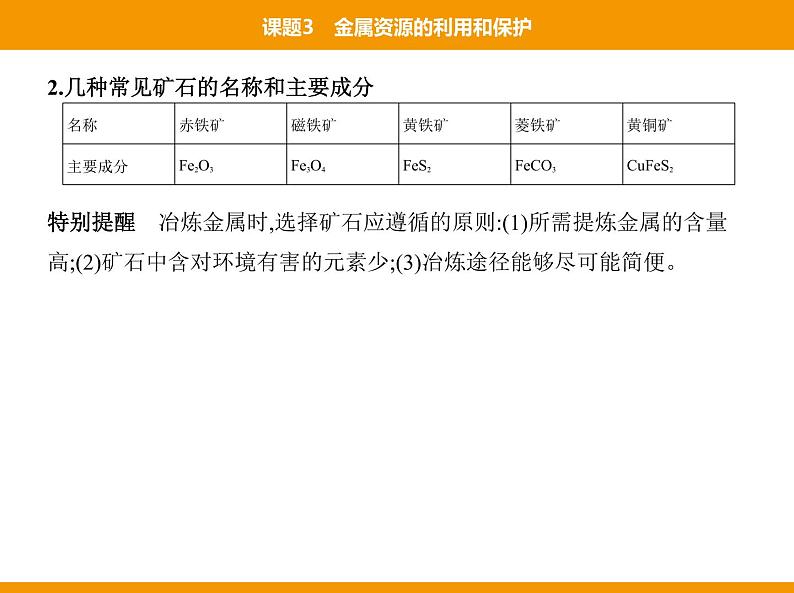 人教版初中化学九年级（下册）第八单元  课题3  金属资源的利用和保护课件03