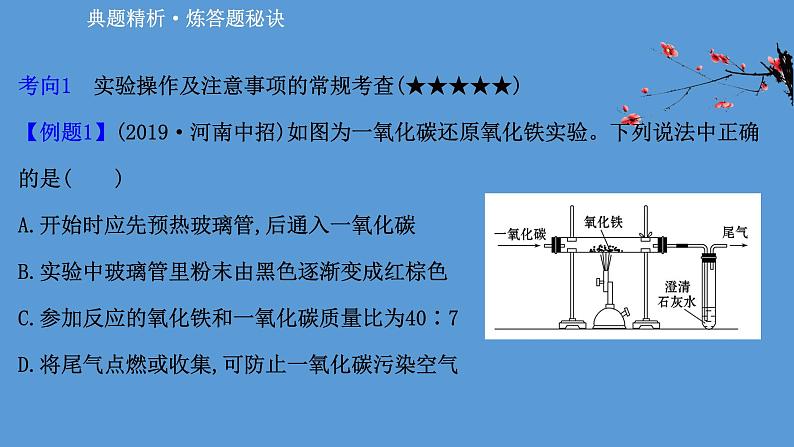 2021年中考化学一轮复习课件实验5　一氧化碳还原氧化铁(课件)03