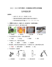 2012——2013南京联合体第一学期九年级化学期末试卷