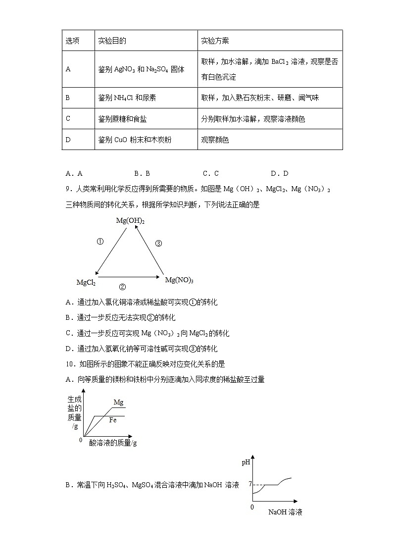 天津市和平区2020-2021学年九年级下学期结课质量检测化学试题（word版 含答案）02