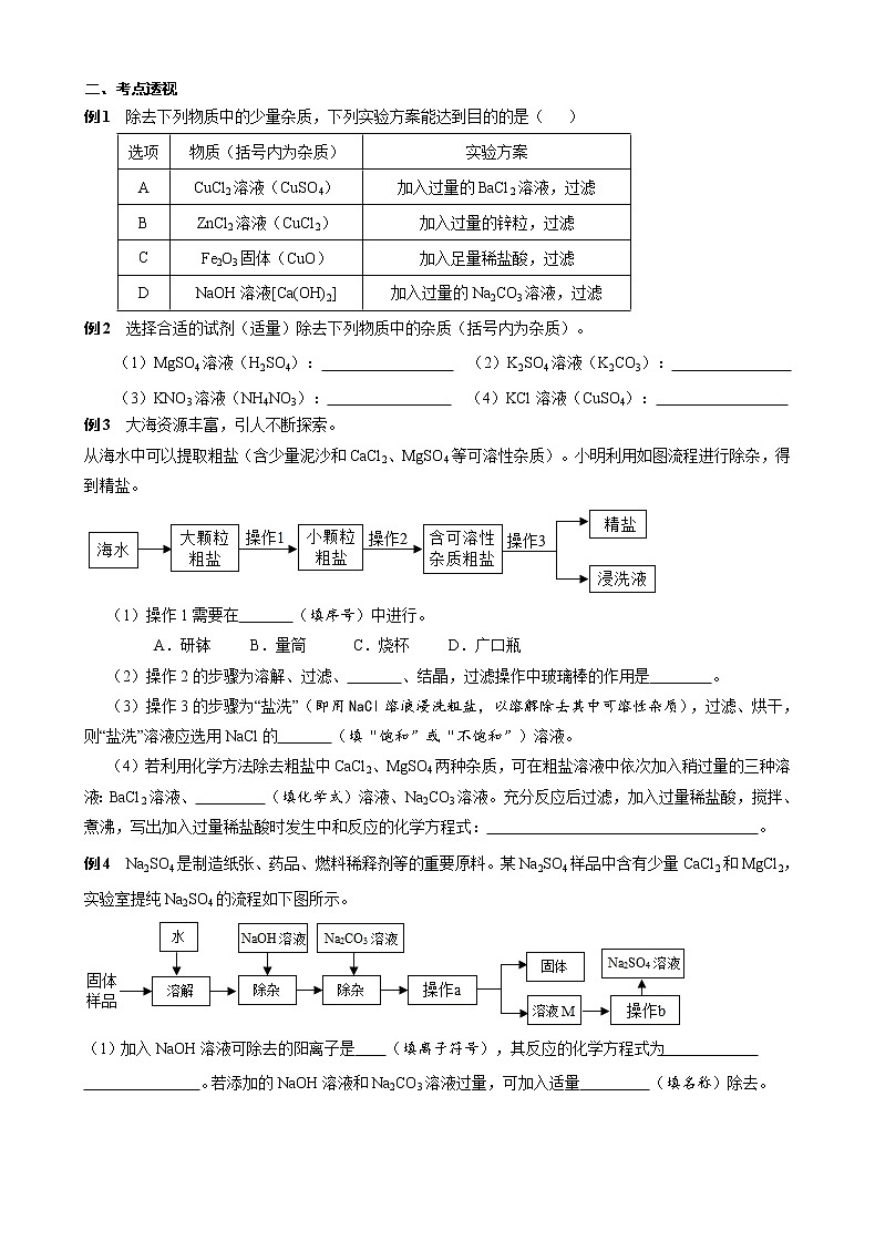 物质的除杂 考点测试 2021年中考化学专题复习第2页