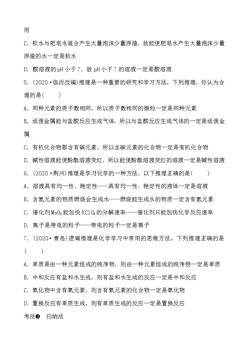 2021年春人教版九年级化学中考第一轮知识点过关训练    化学思想方法的应用02