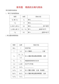 2021年春人教版九年级化学中考第一轮知识点过关训练    物质的分离与除杂