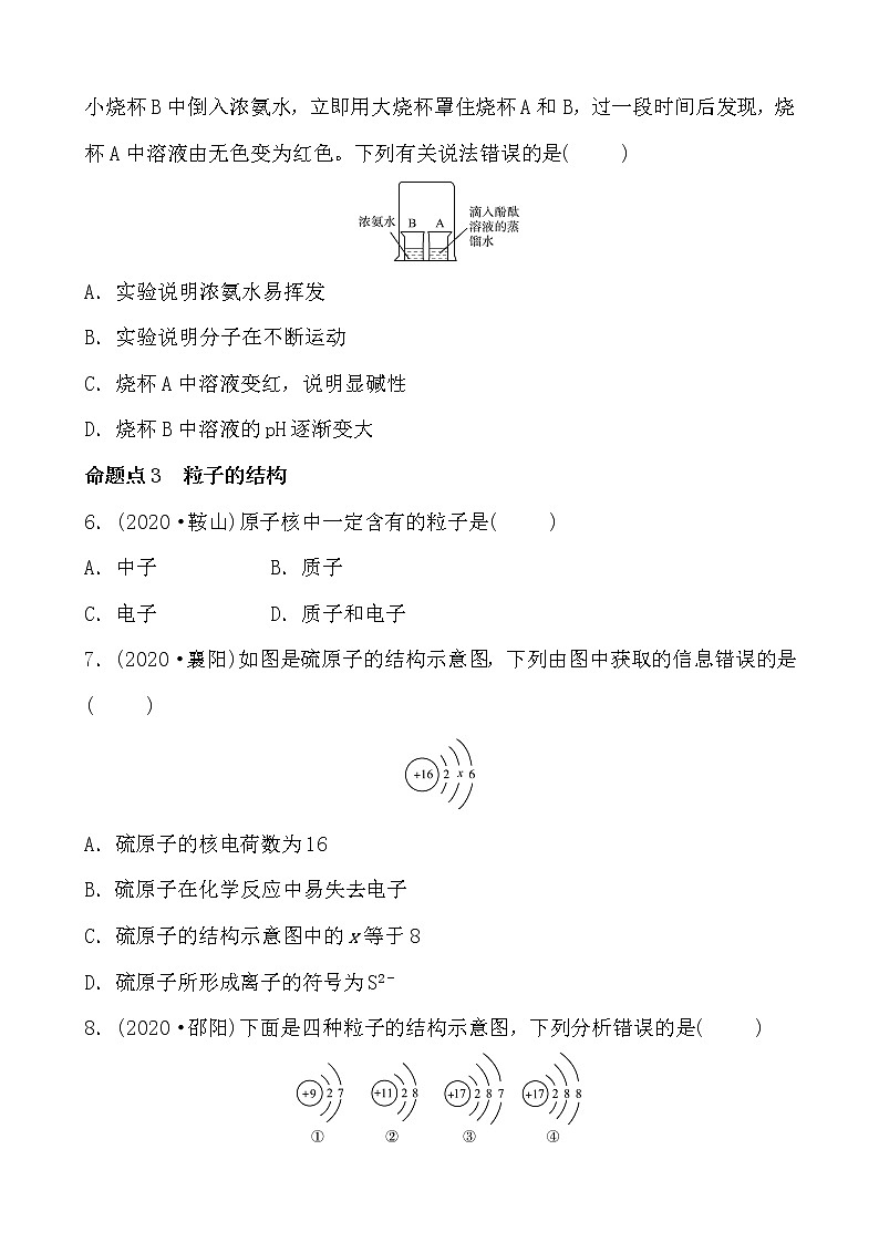 2021年春人教版九年级化学中考第一轮知识点过关训练   物质构成的奥秘02