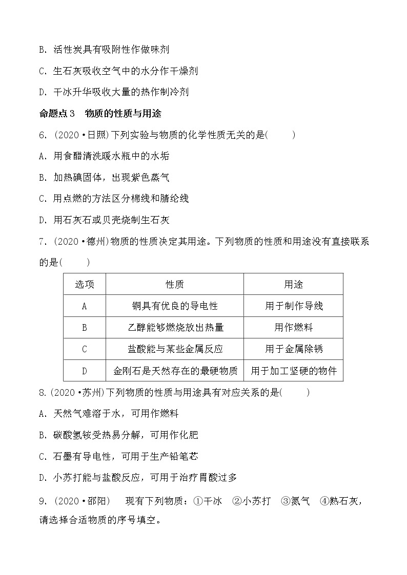 2021年春人教版九年级化学中考第一轮知识点过关训练02