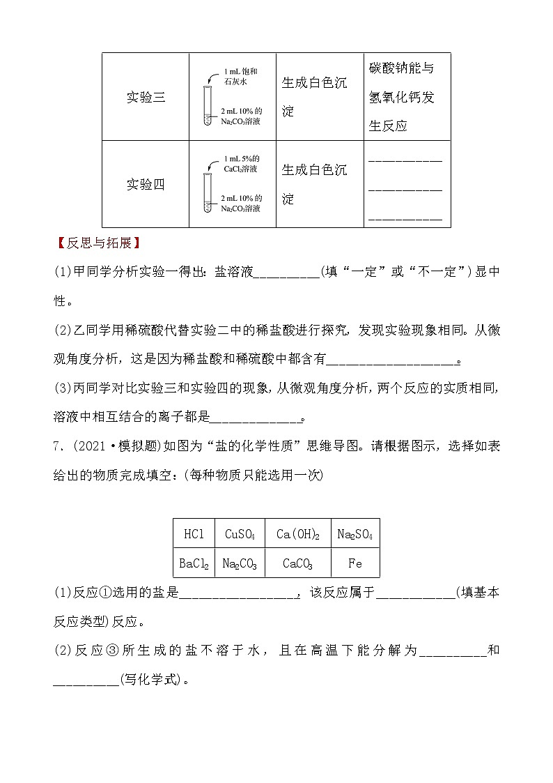 2021年春人教版九年级化学中考第一轮知识点过关训练   盐　化肥03