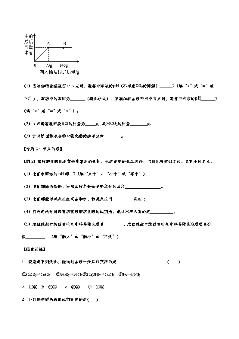 备战2021中考化学重点知识强化训练——专题二十二：酸和碱02