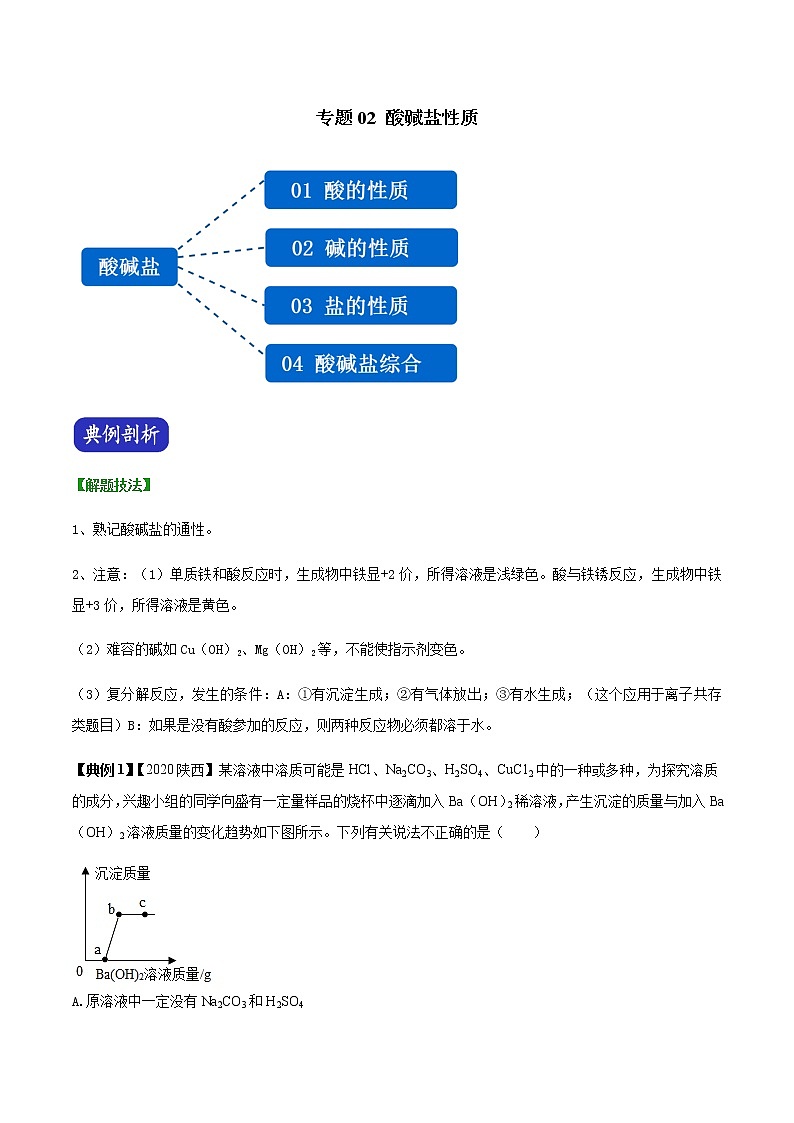 专题02 酸碱盐性质（解析版）-决胜2021年中考化学压轴题全揭秘01