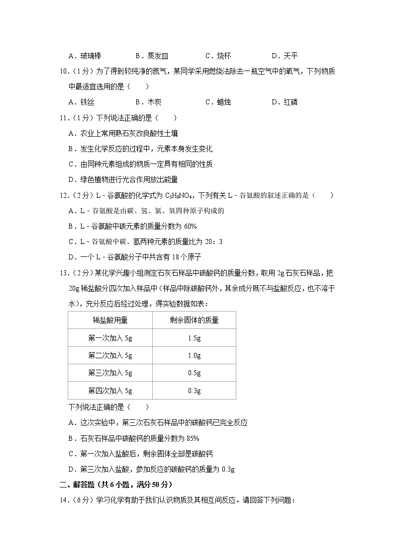 2020年辽宁省沈阳市于洪区中考化学一模试卷02