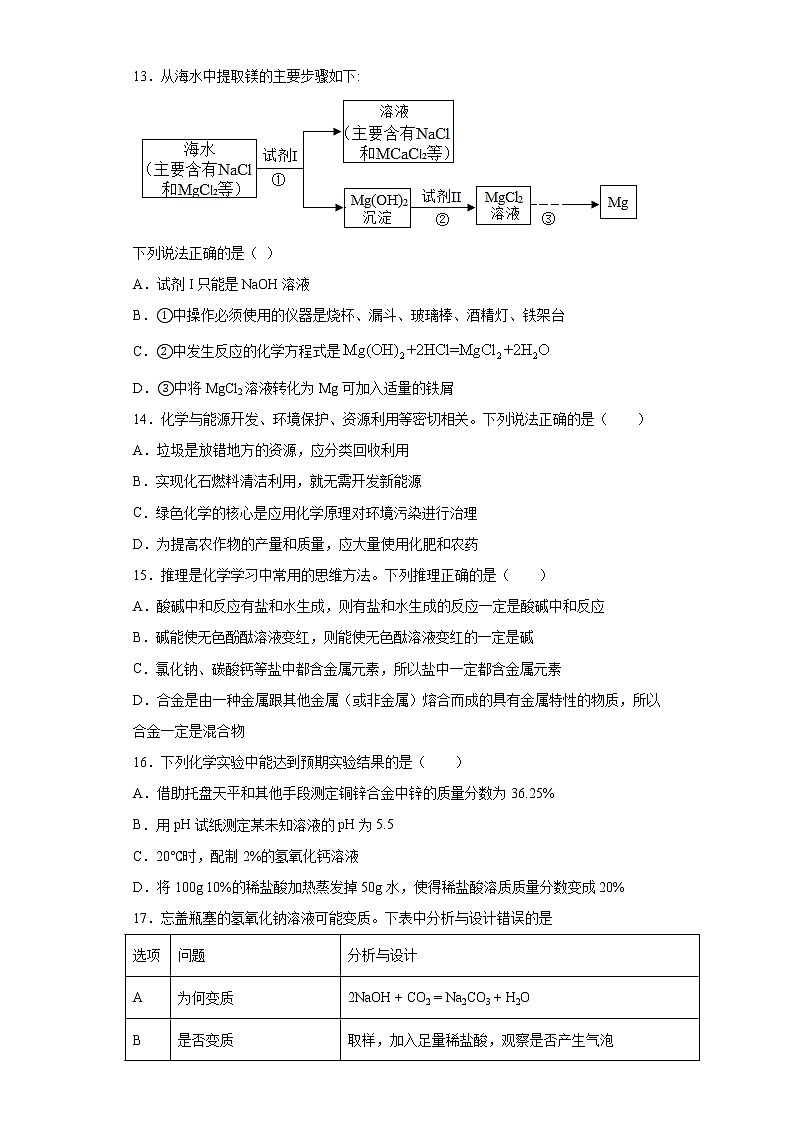 山东省淄博沂源县2020-2021学年九年级上学期期末化学试题（word版 含答案）03