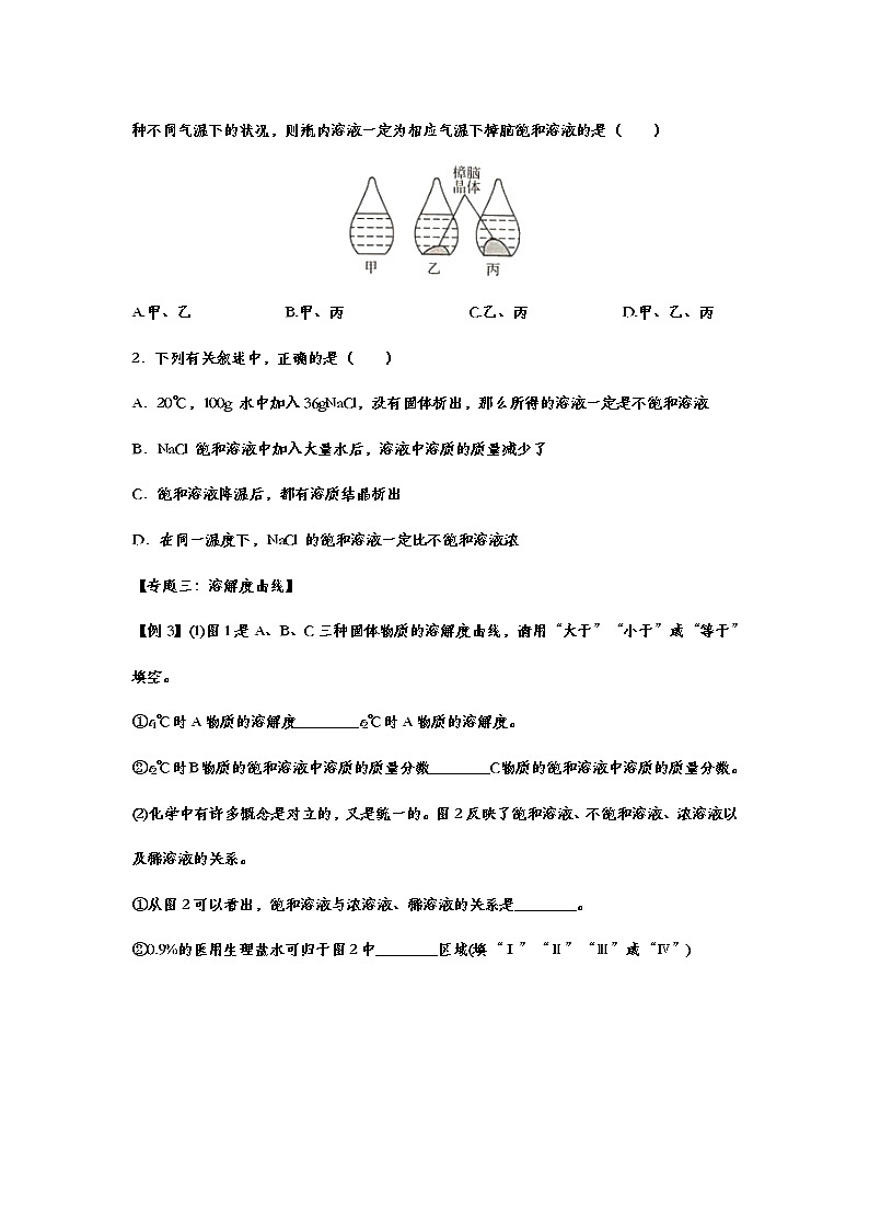 备战2021中考化学重点知识强化训练——专题二十一：溶液02
