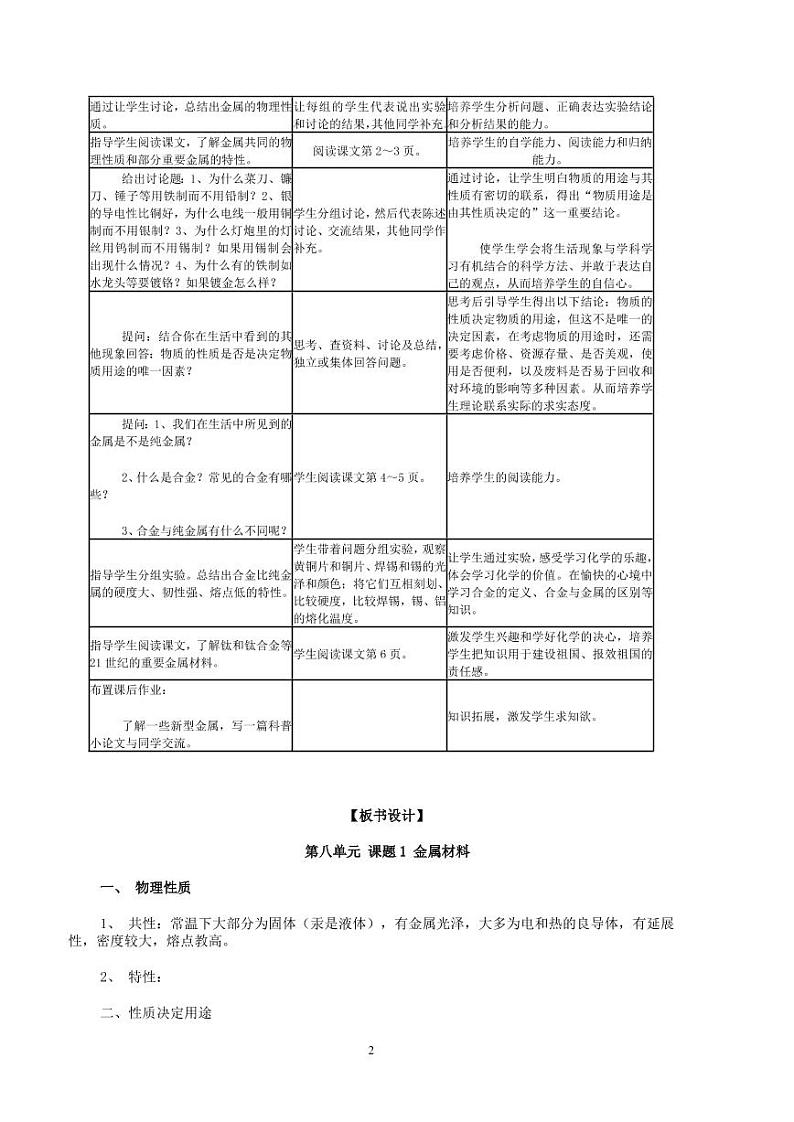 人教版（五四学制）化学九年级全册总复习精编教案（教学和设计）02