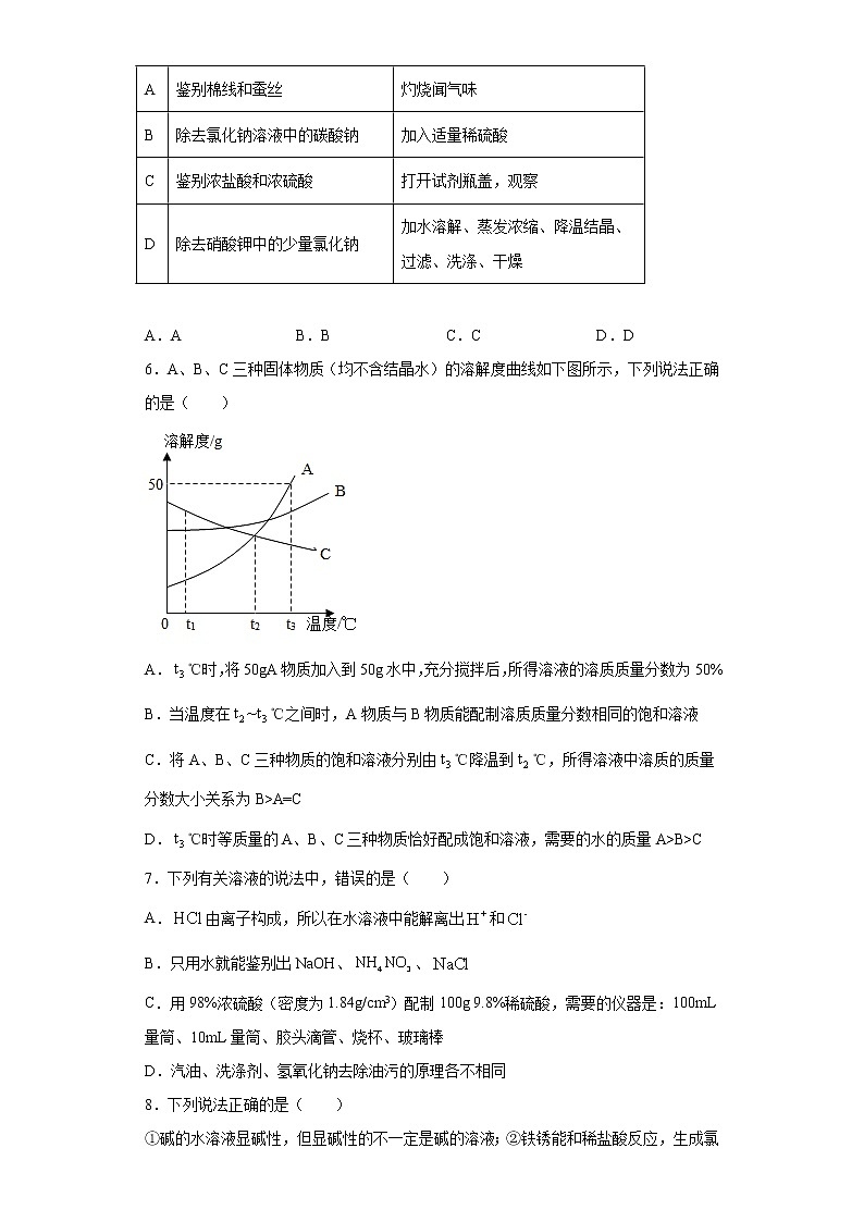 湖北省武汉市江汉区2020-2021学年九年级下学期3月月考化学试题（word版 含答案）02