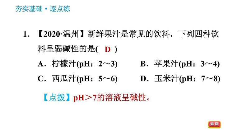 2020-2021学年人教版九年级下册化学习题课件 10.2.2 溶液酸碱度的表示方法——pH03