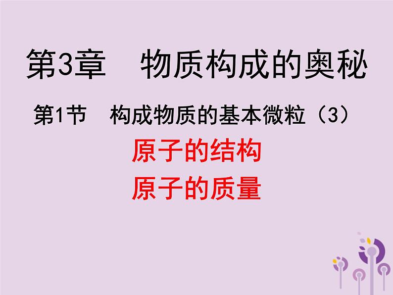 沪教版九年级化学上册第3章 3.1 构成物质的基本微粒（3）课件第1页