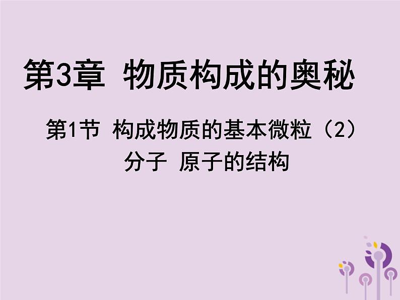 沪教版九年级化学上册第3章 3.1 构成物质的基本微粒（2）课件01