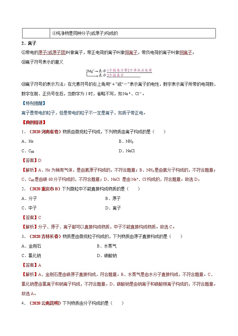 专题10  微粒及元素（考点详解）-备战2021年中考化学考点微专题（解析版）02
