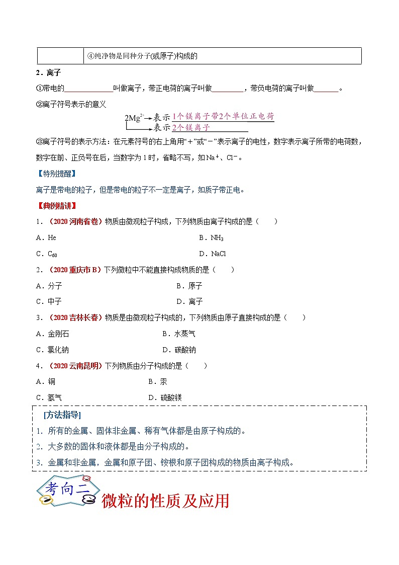 专题10  微粒及元素（考点详解）-备战2021年中考化学考点微专题（原卷版）02