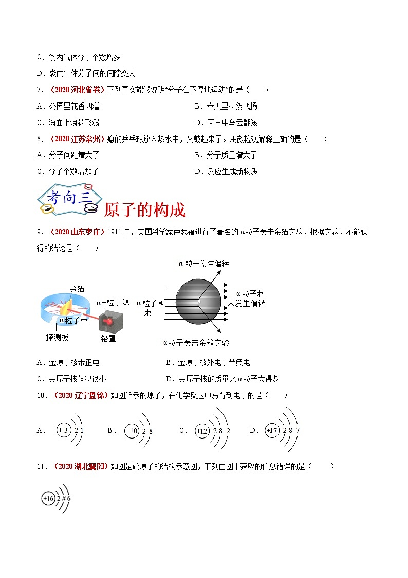 专题10  微粒及元素（考点专练）-备战2021年中考化学考点微专题（原卷版）第2页