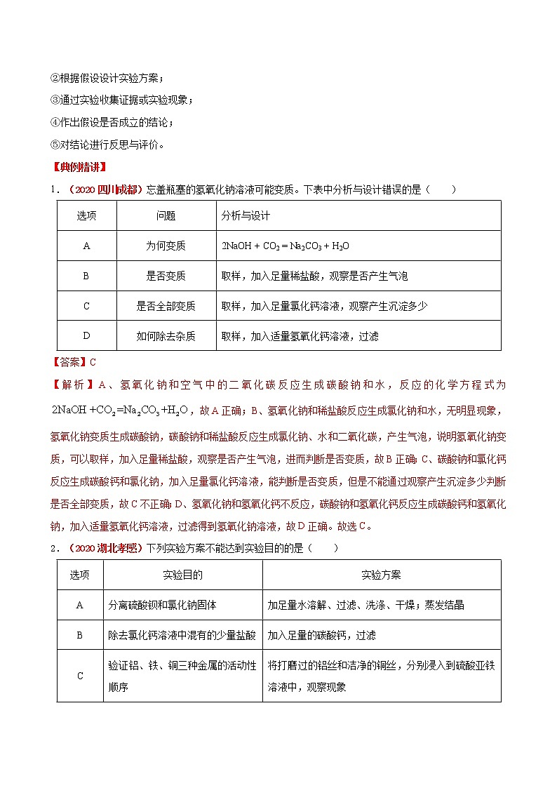 专题16  实验方案的设计与评价（考点详解）-备战2021年中考化学考点微专题（解析版）02