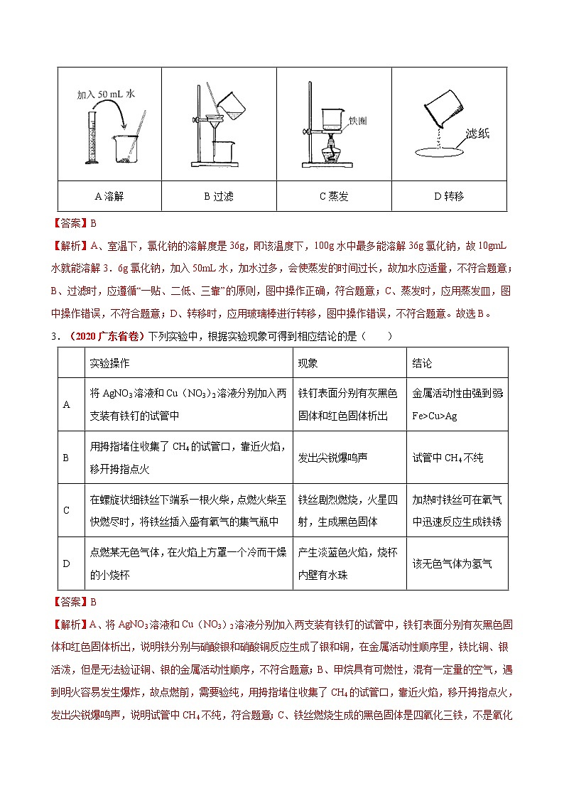 专题16  实验方案的设计与评价（考点专练）-备战2021年中考化学考点微专题（解析版）第2页