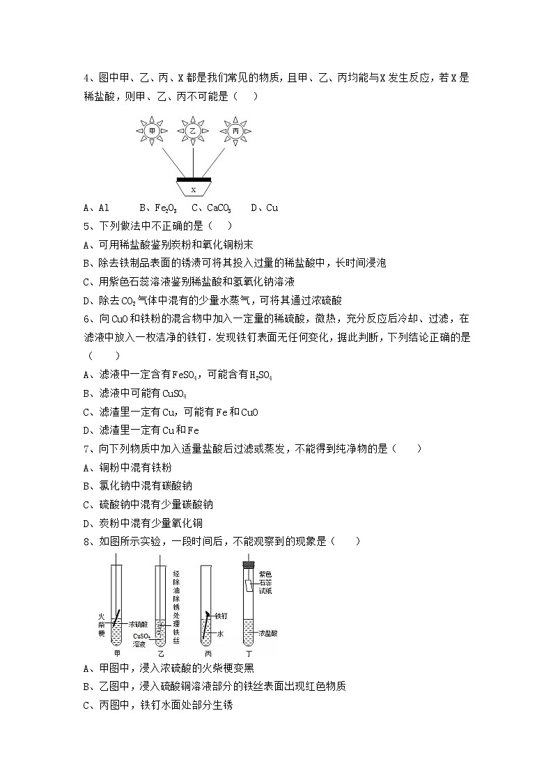 人教版化学九年级下册第十单元第2课时《酸的化学性质》同步练习03